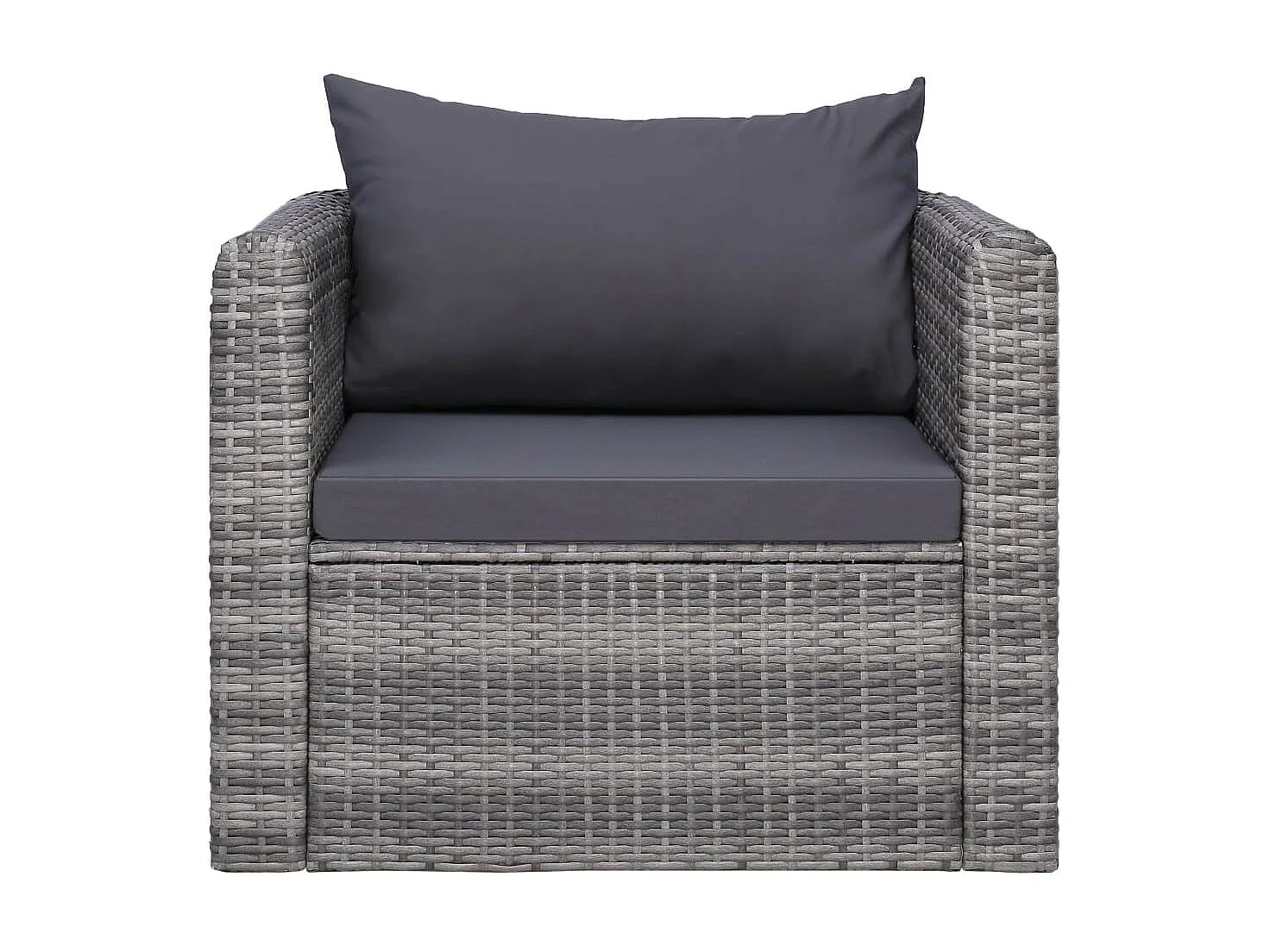 Fauteuil de jardin avec coussin et oreiller résine tressée gris Hiel