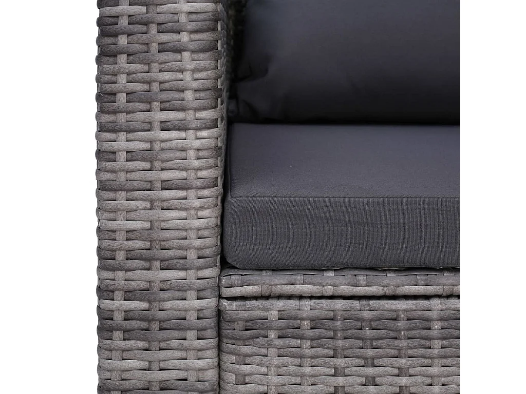 Fauteuil de jardin avec coussin et oreiller résine tressée gris Hiel