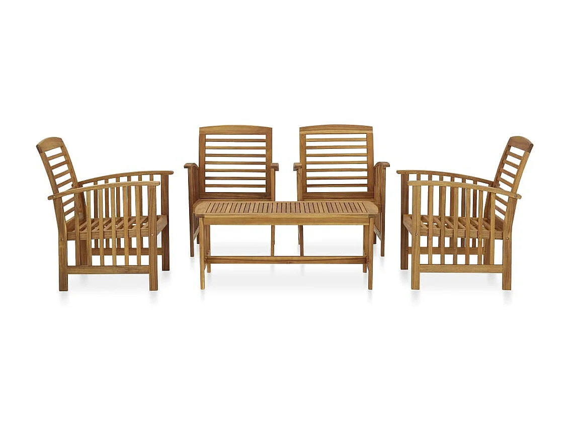 Salon de jardin 5 pcs Bois d'acacia massif 2