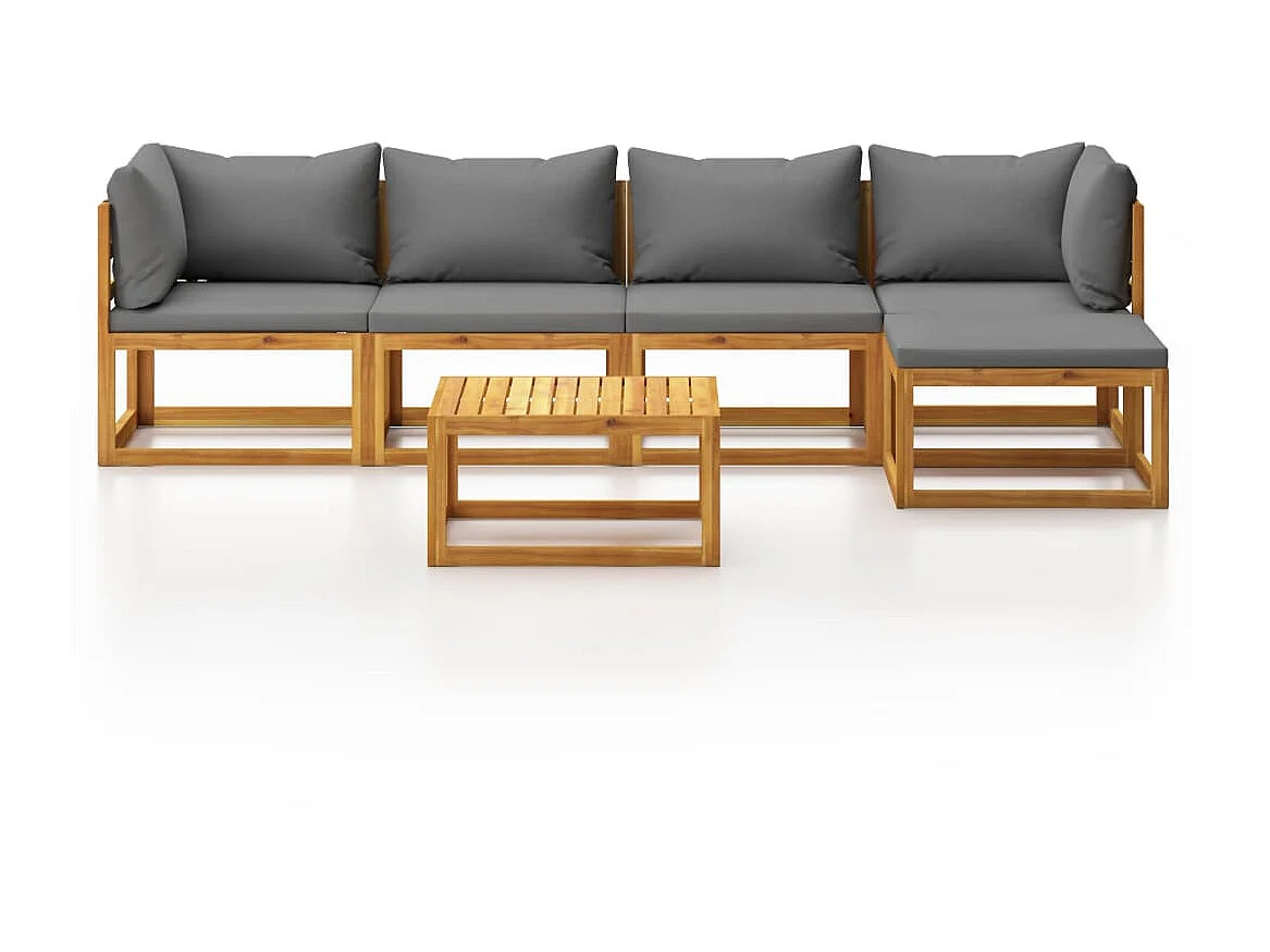 Salon de jardin 5 pcs avec coussins Bois d'acacia solide 12