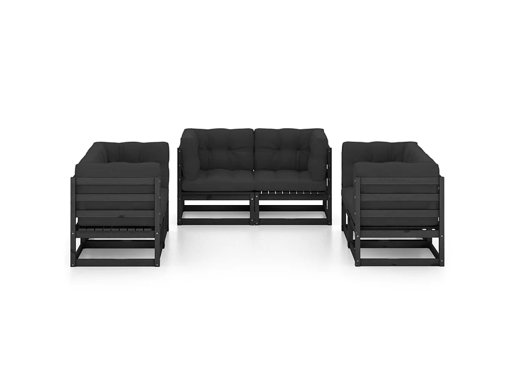 Salon de jardin 6 pcs avec coussins Bois de pin massif 37