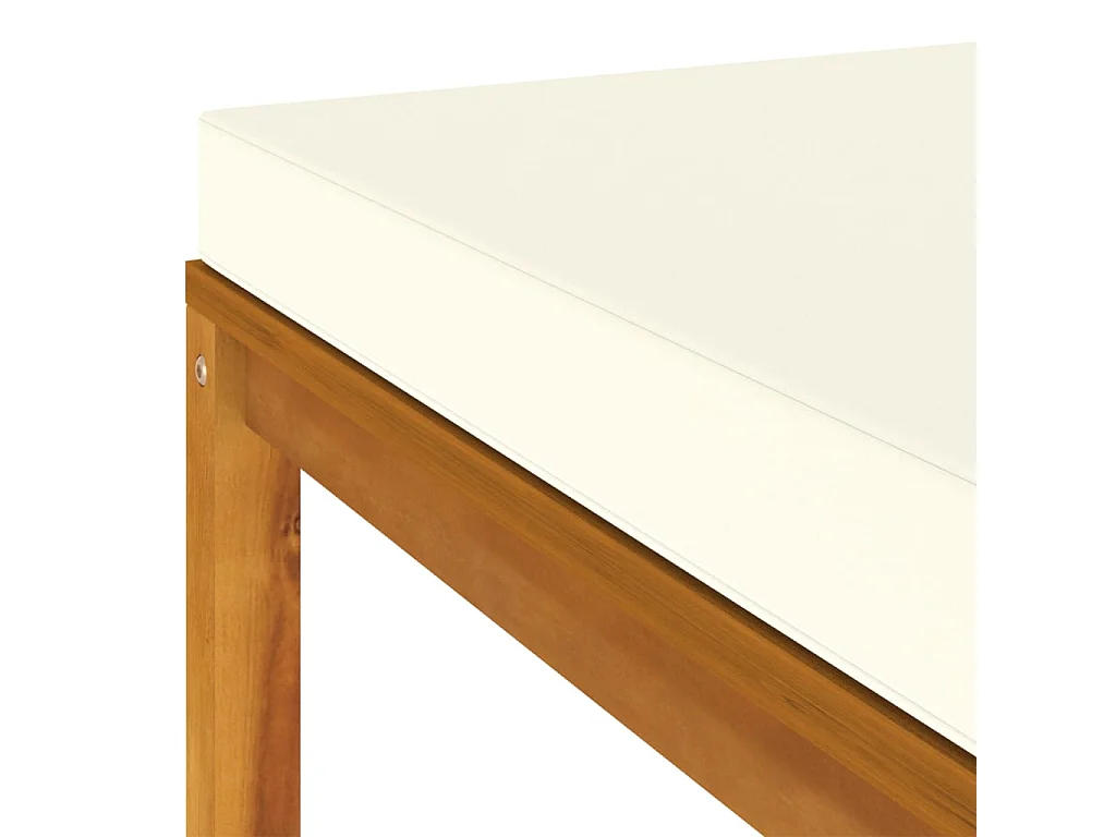 Salon de jardin 4 pcs avec coussin crème Bois d'acacia solide