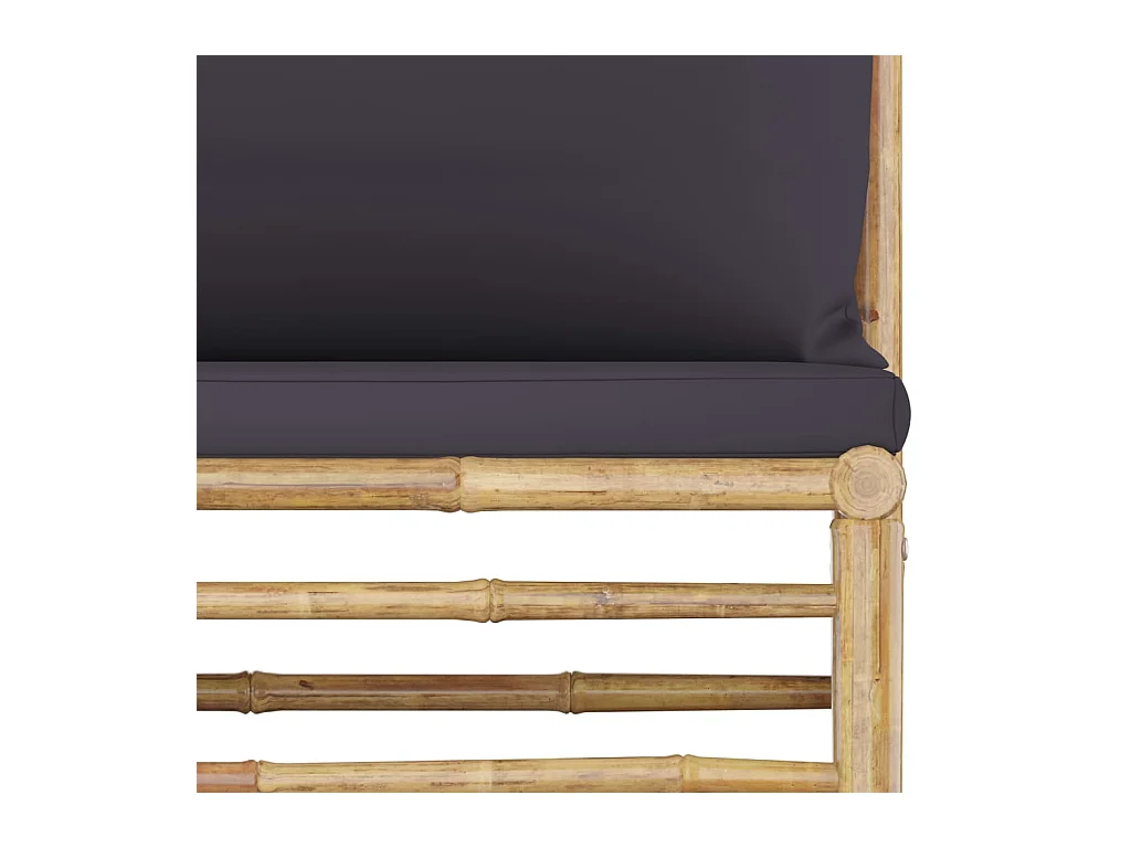 Set de muebles de jardín 4 piezas bambú con cojines gris oscuro