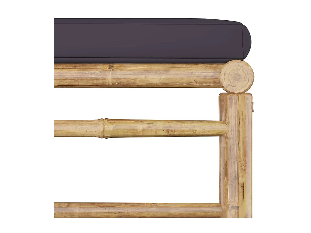 Set de muebles de jardín 4 piezas bambú con cojines gris oscuro