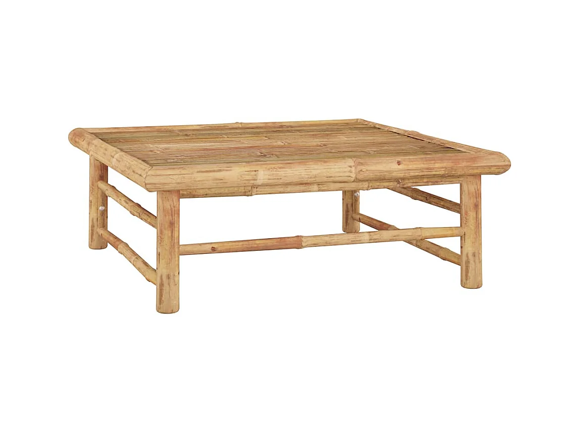 Set de muebles de jardín 4 piezas bambú con cojines gris oscuro
