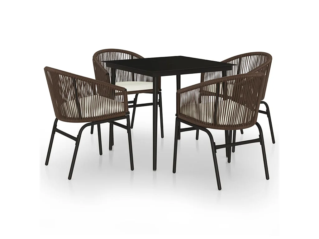 Ensemble de salle à manger de jardin 5 pcs Marron 2