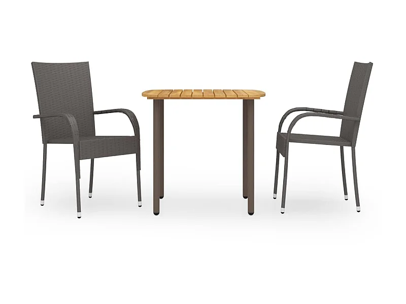 Ensemble de salle à manger de jardin 3pcs Résine tressée Marron 2