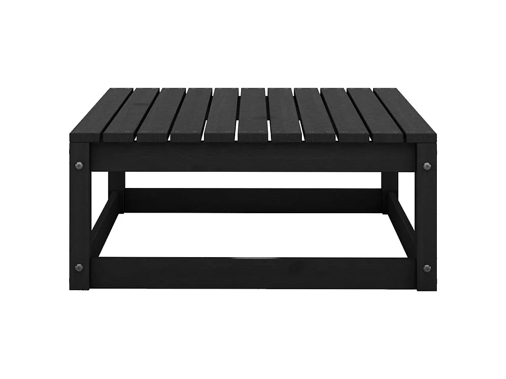 Repose-pied de jardin 70x70x30 Noir Bois de pin solide