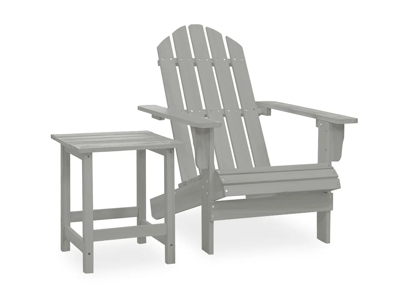 Chaise de jardin Adirondack avec table Bois de sapin Gris