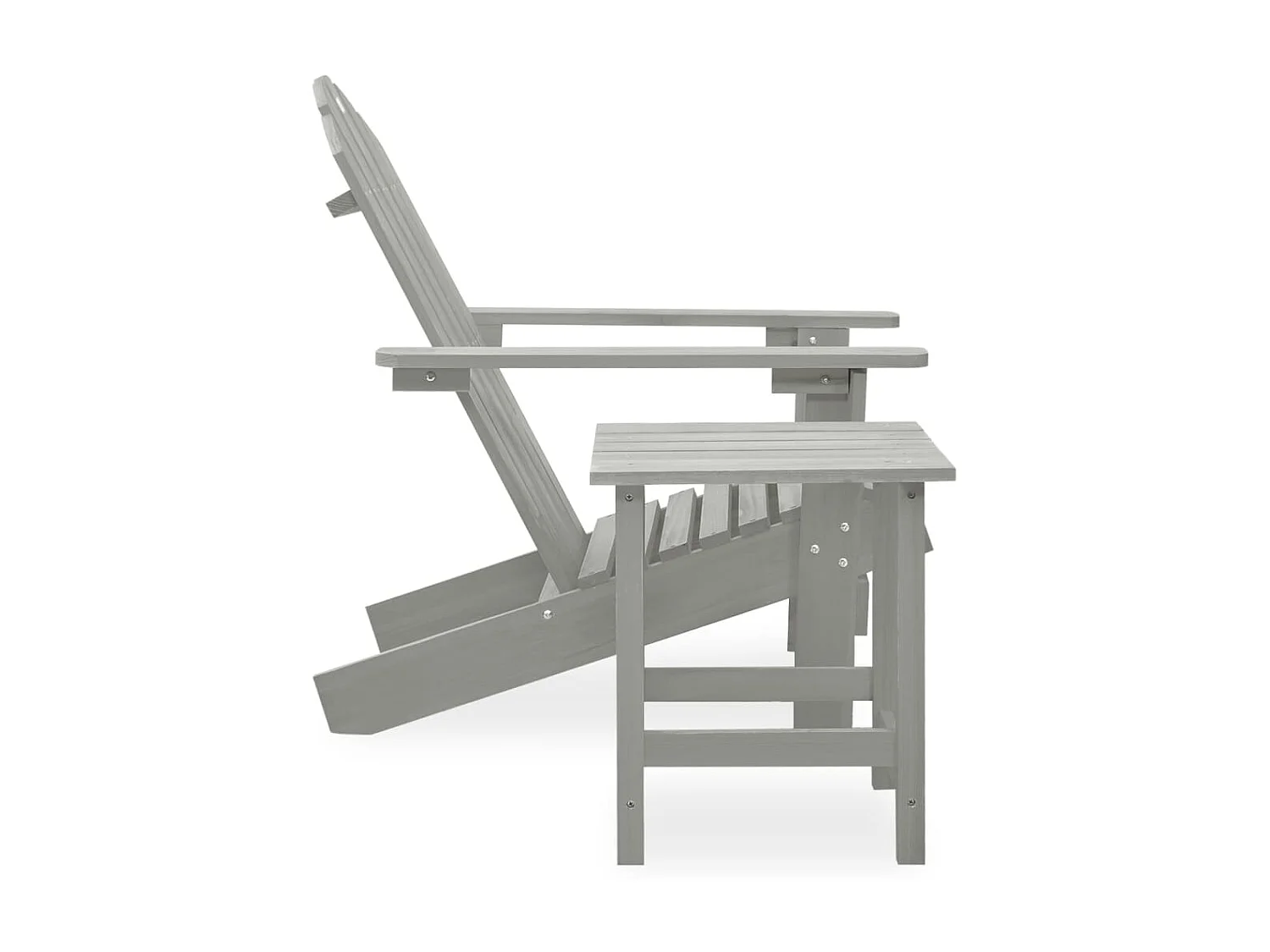 Chaise de jardin Adirondack avec table Bois de sapin Gris