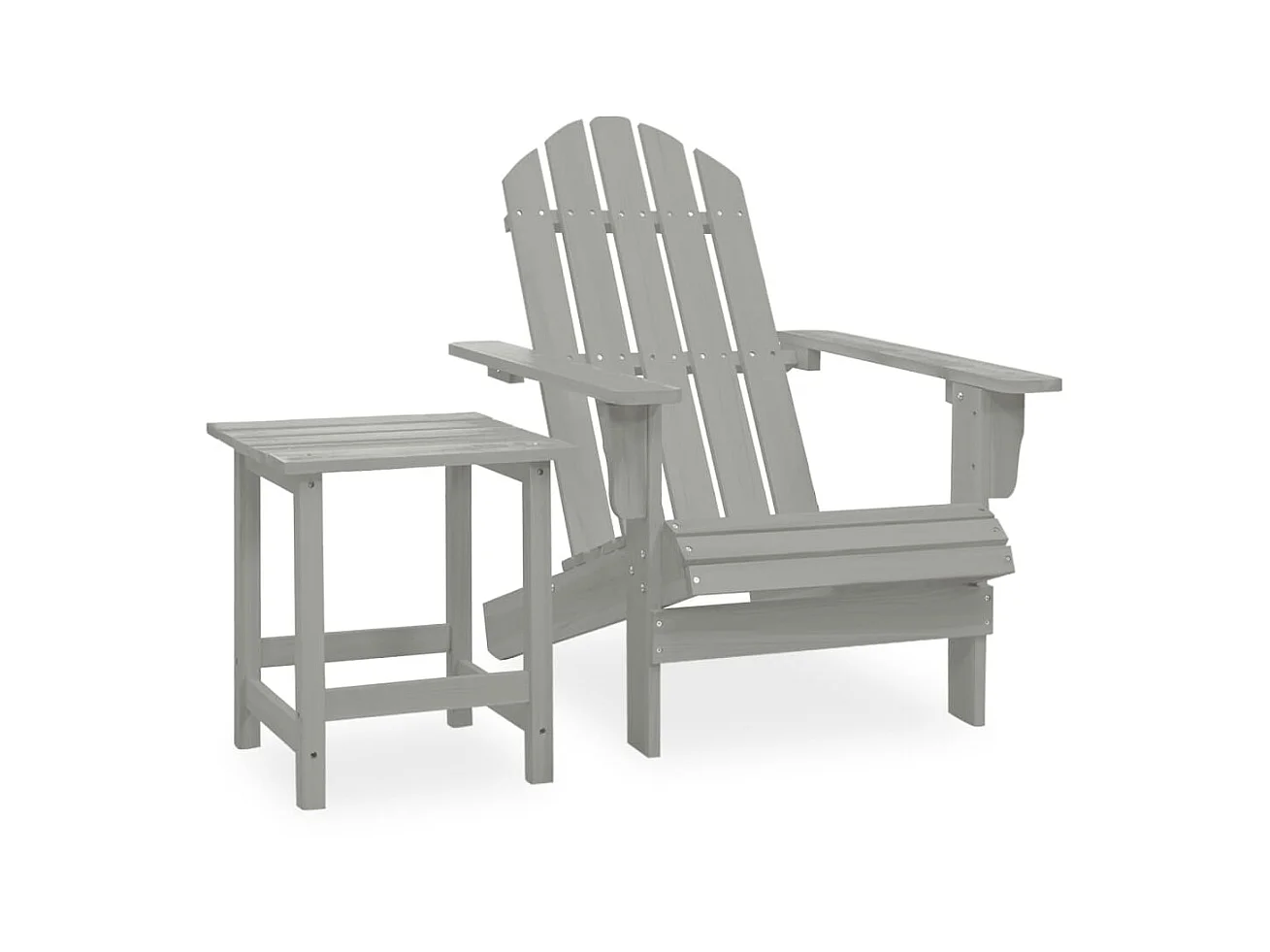 Chaise de jardin Adirondack avec table Bois de sapin Gris