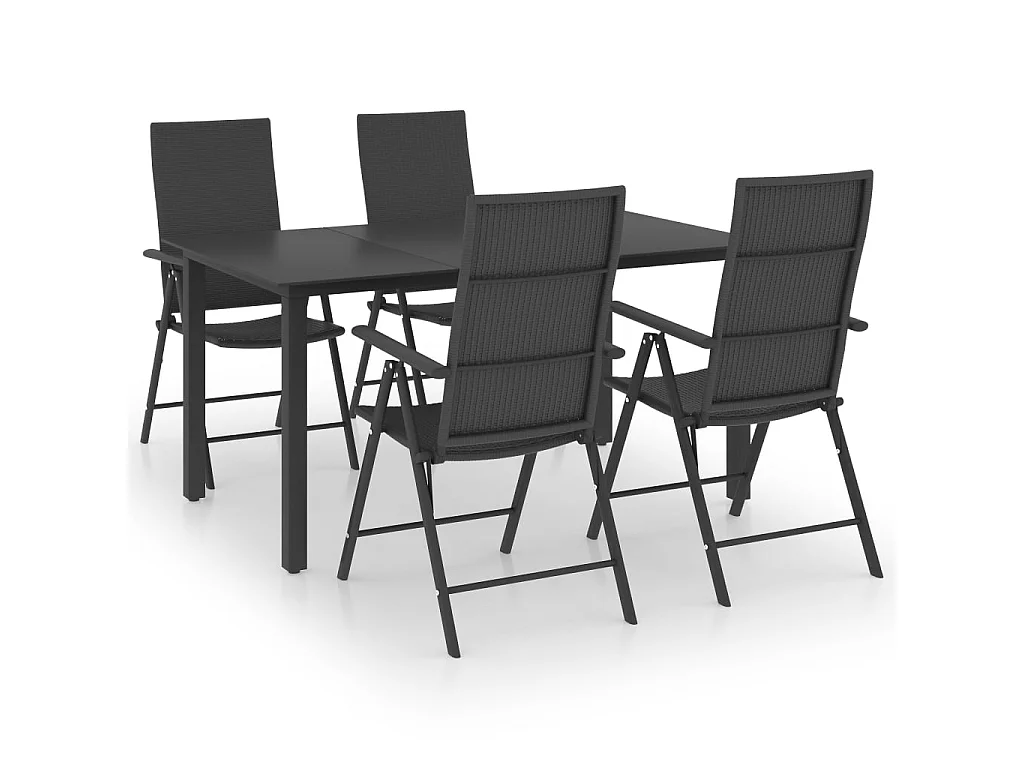 Ensemble de salle à manger de jardin 5 pcs Noir 57