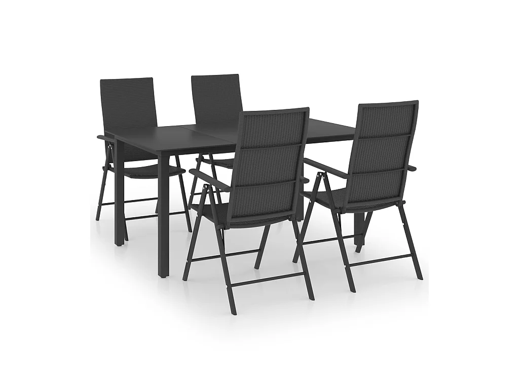 Ensemble de salle à manger de jardin 5 pcs Noir 57