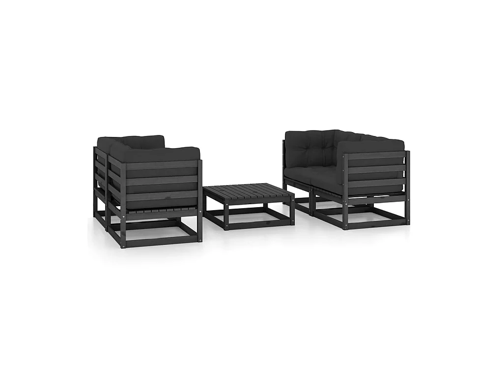 Salon de jardin 5 pcs avec coussins Bois de pin massif 33