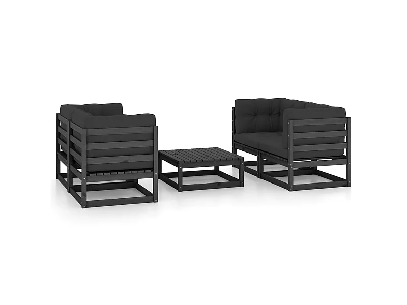 Salon de jardin 5 pcs avec coussins Bois de pin massif 33