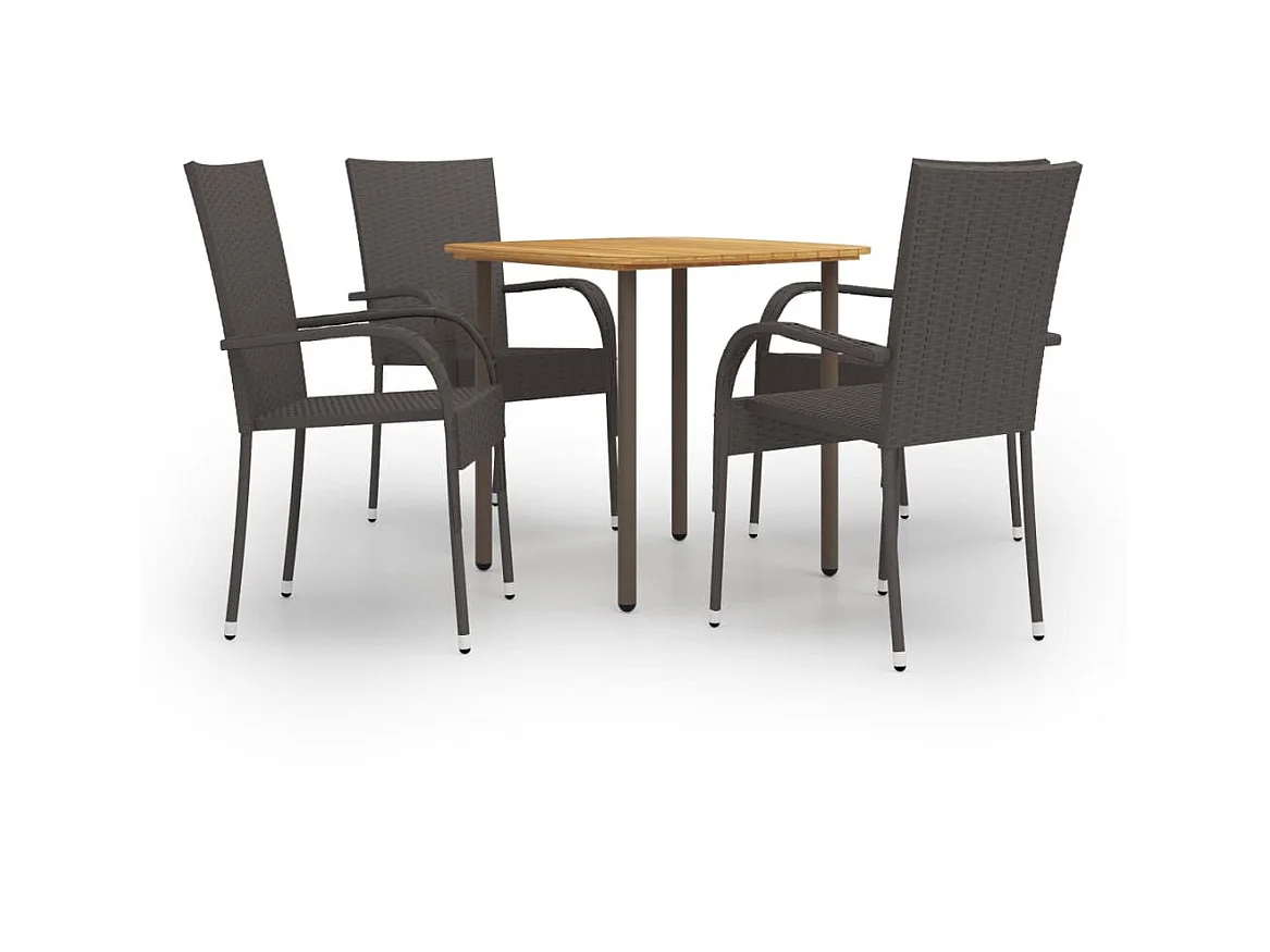 Ensemble de salle à manger de jardin 5pcs Résine tressée Marron 4