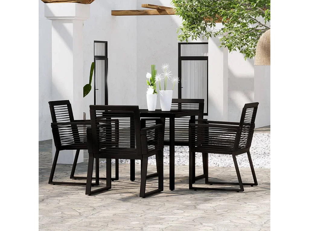 Ensemble de salle à manger de jardin 5 pcs Noir 37