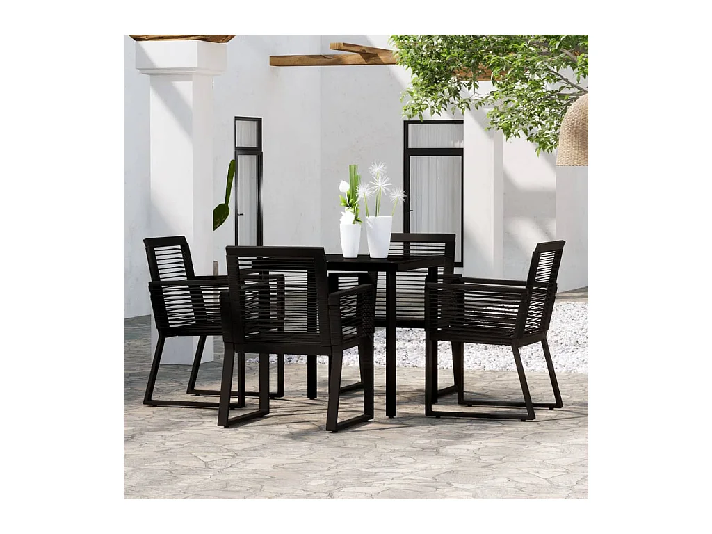 Ensemble de salle à manger de jardin 5 pcs Noir 37