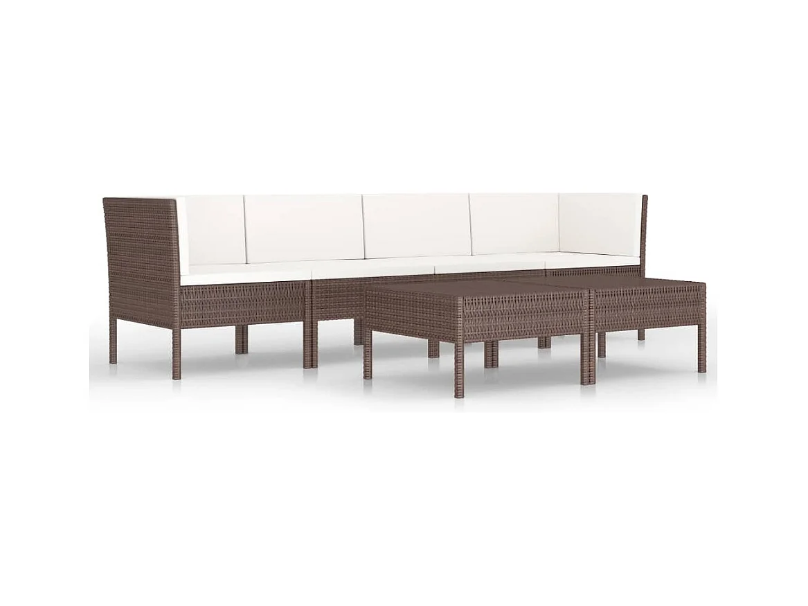 Salon de jardin 6 pcs avec coussins Résine tressée Marron 38