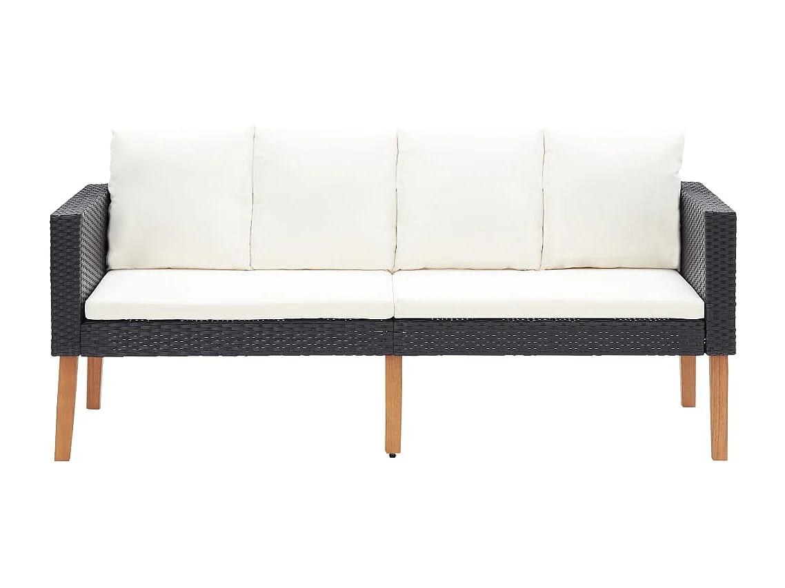 Salon de jardin 2 pcs avec coussins Résine tressée Noir 6