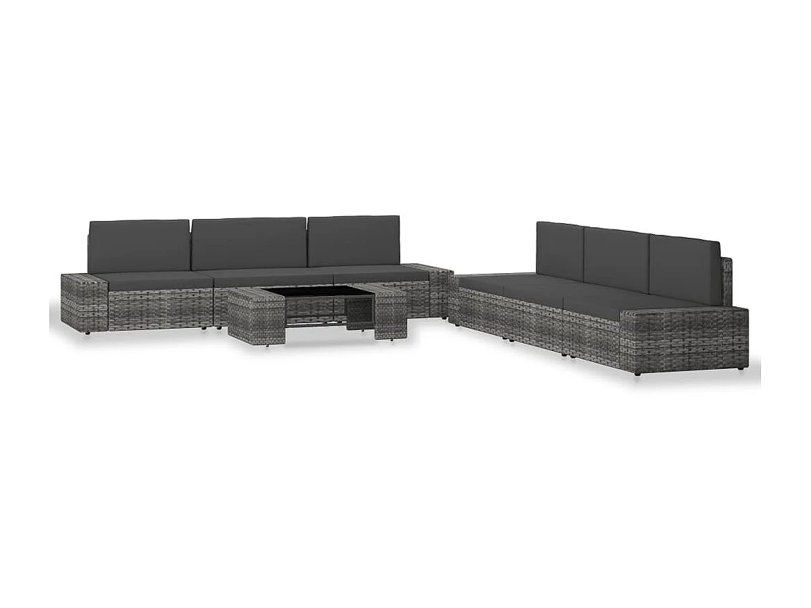 Salon de jardin 7 pcs Résine tressée Gris 2