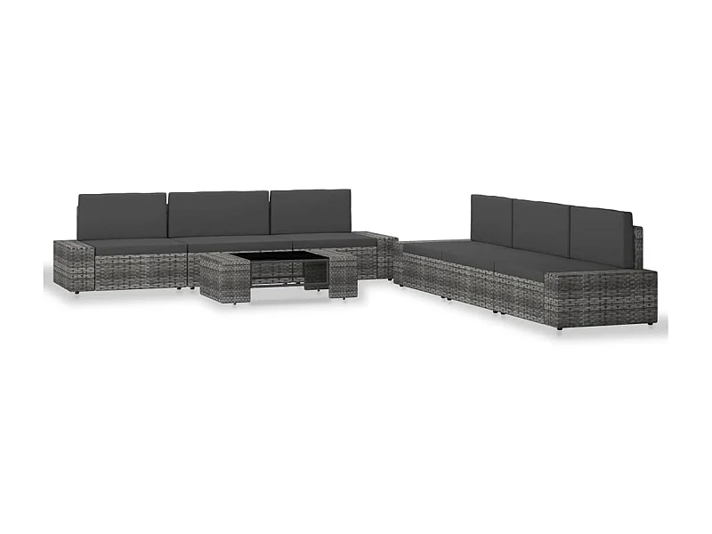 Salon de jardin 7 pcs Résine tressée Gris 2