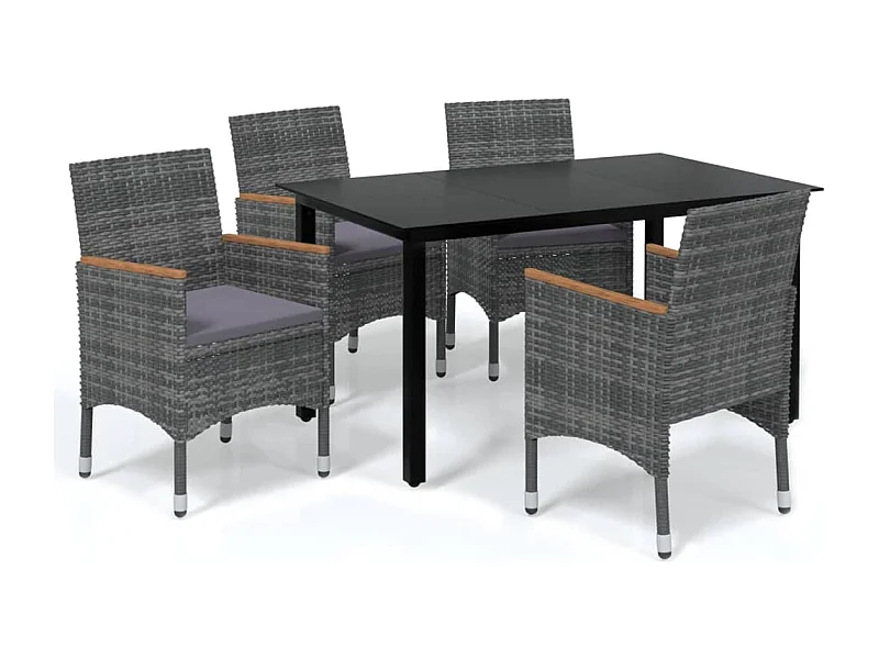 Mobilier à dîner de jardin et coussins 5pcs Résine tressée Gris 16