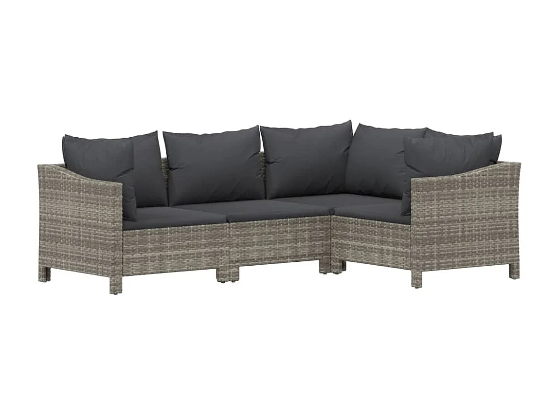 Salon de jardin 8 pcs avec coussins Gris Résine tressée