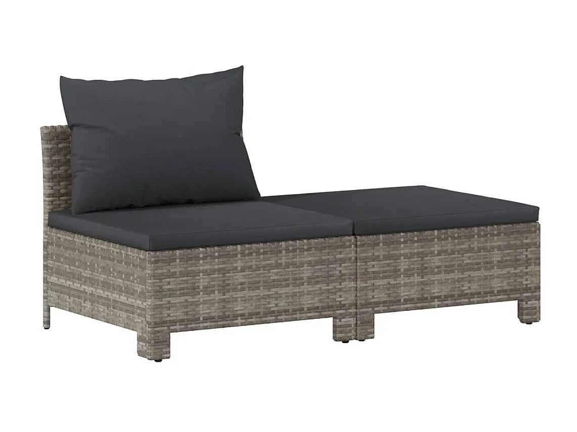 Salon de jardin 8 pcs avec coussins Gris Résine tressée