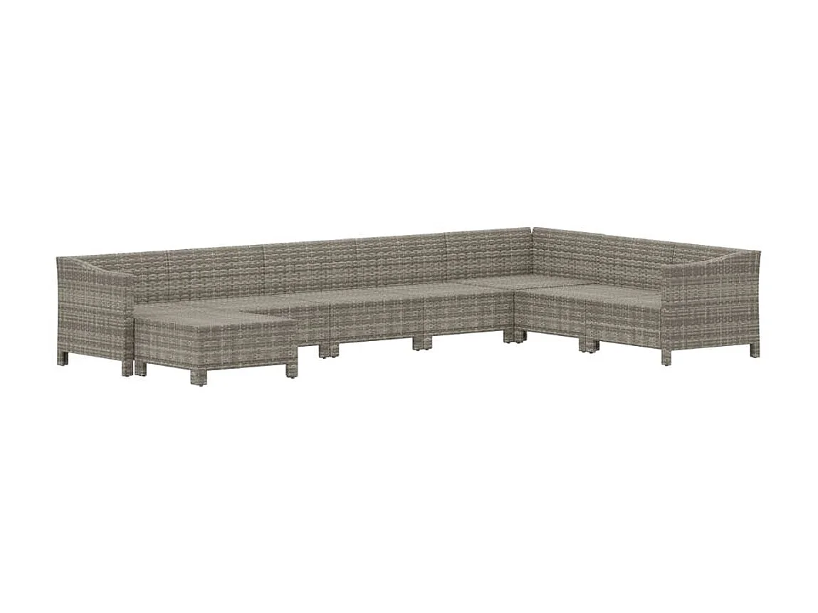 Salon de jardin 8 pcs avec coussins Gris Résine tressée