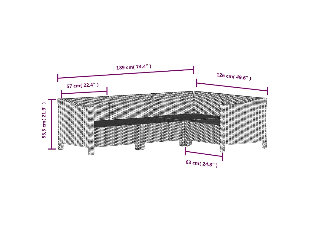 Salon de jardin 8 pcs avec coussins Gris Résine tressée