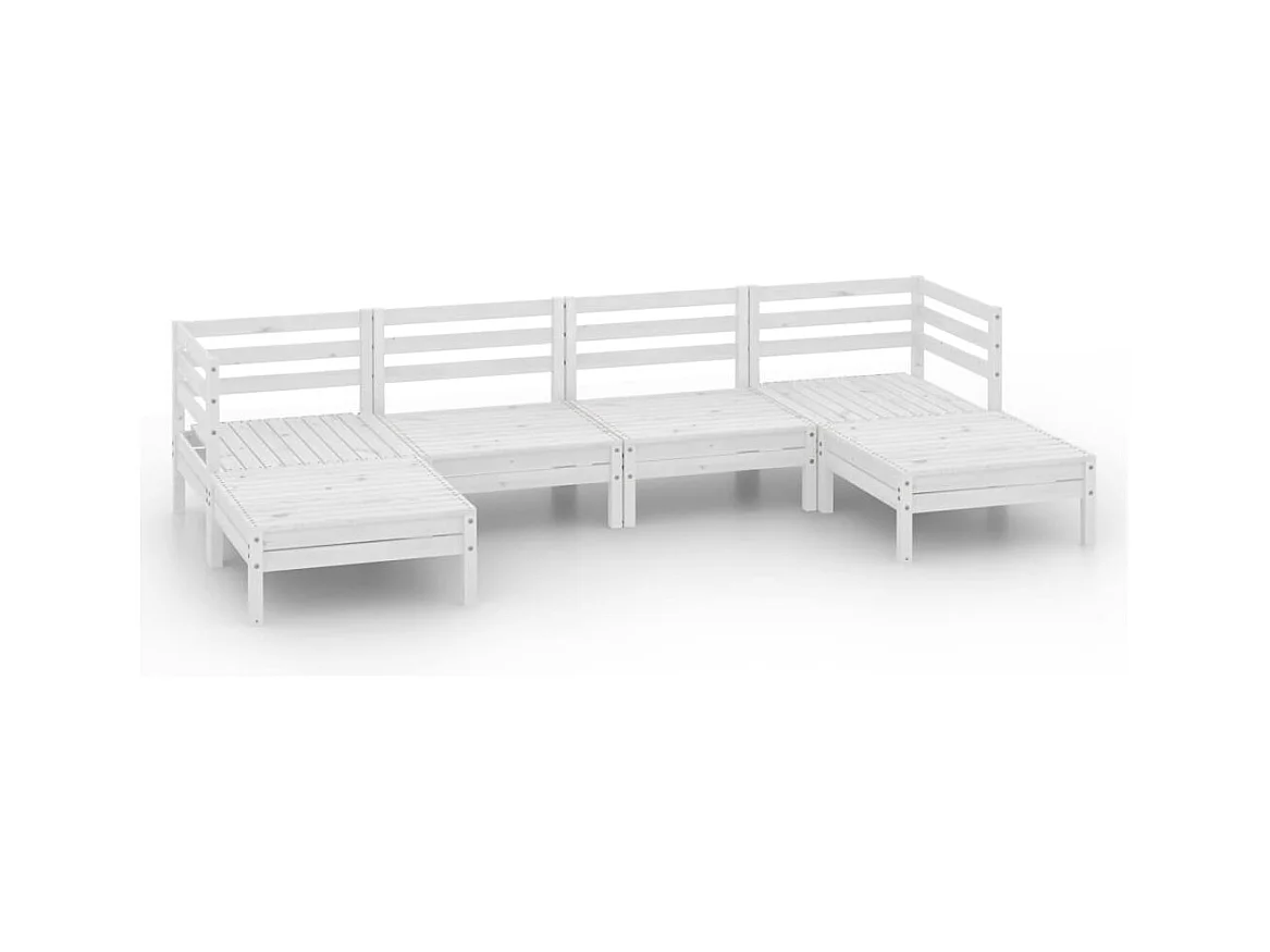 Salon de jardin 6 pcs Blanc Bois de pin massif 18