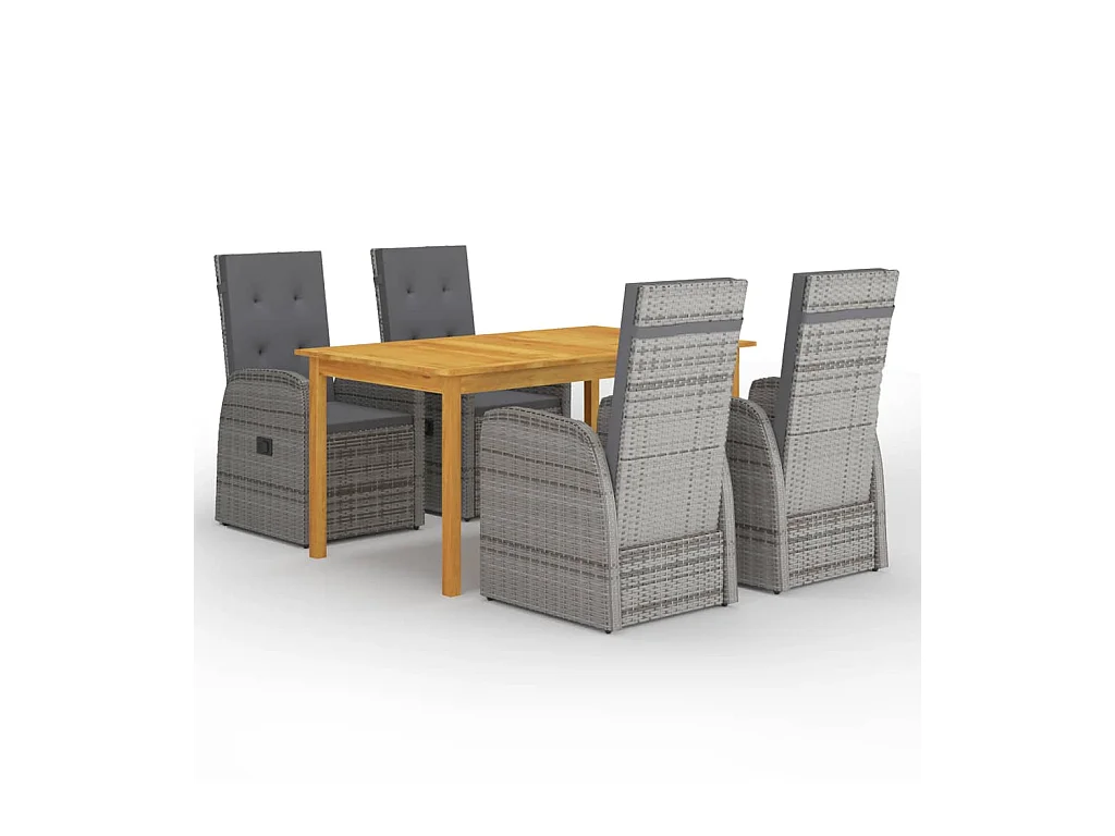 Ensemble de salle à manger de jardin 5 pcs Gris 37