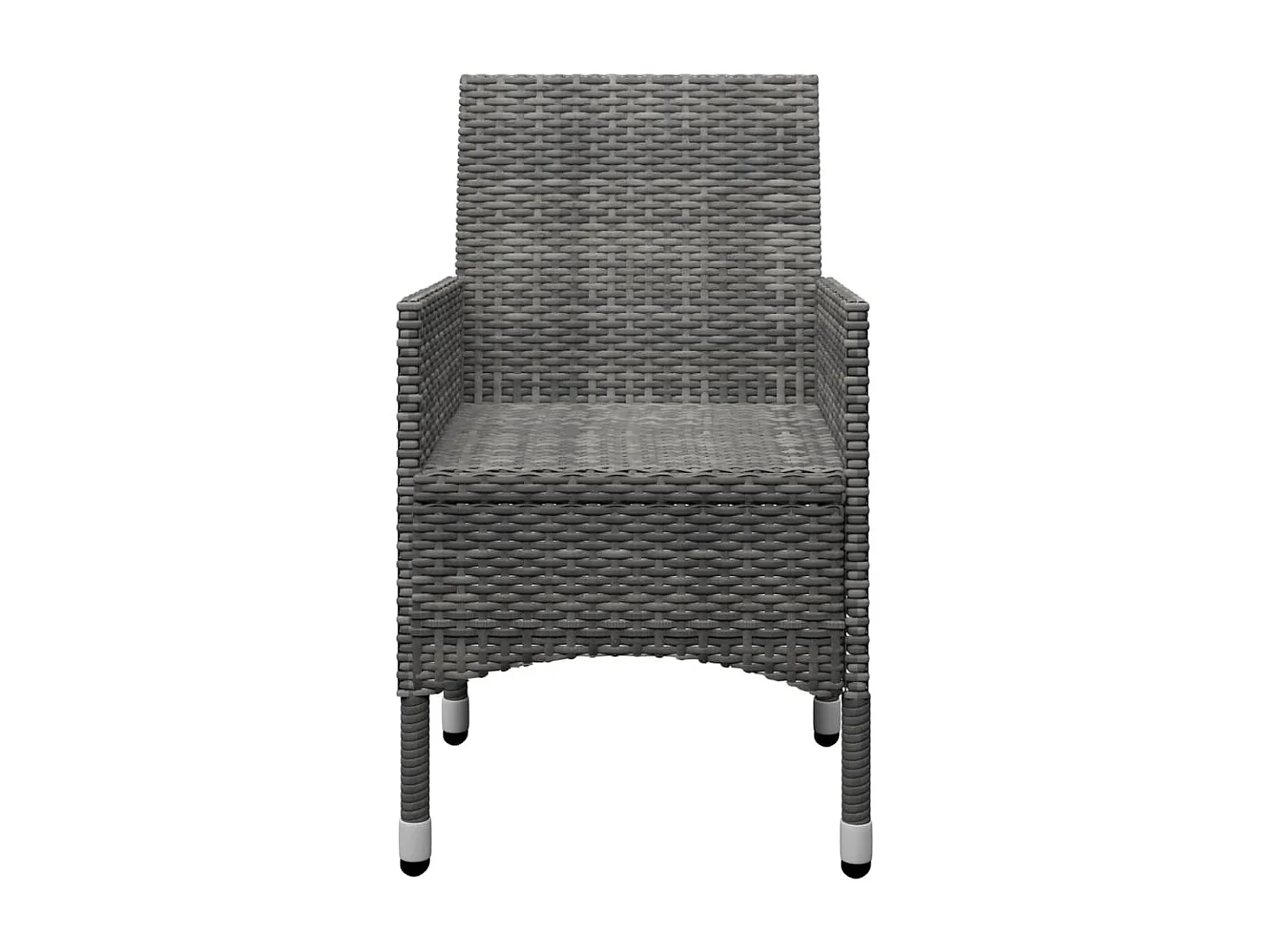 Ensemble de bistro 3 pcs Résine tressée et verre trempé Gris 3