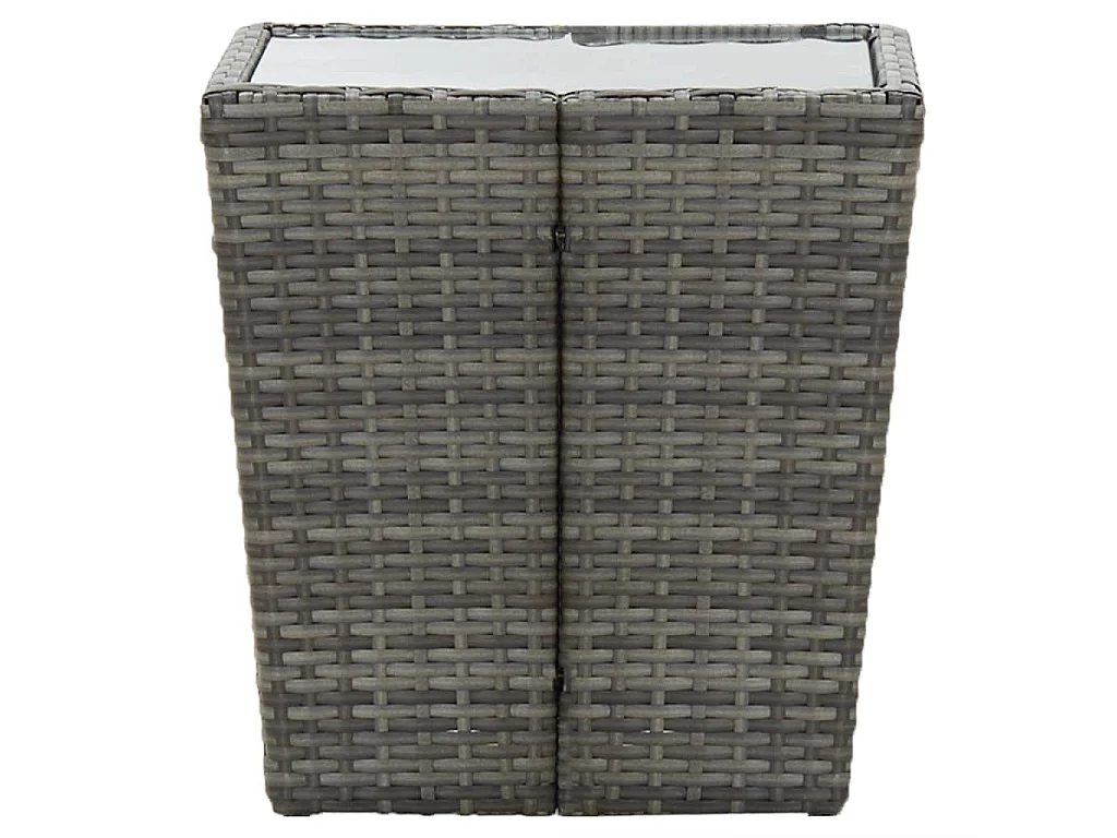 Ensemble de bistro 3 pcs Résine tressée et verre trempé Gris 3