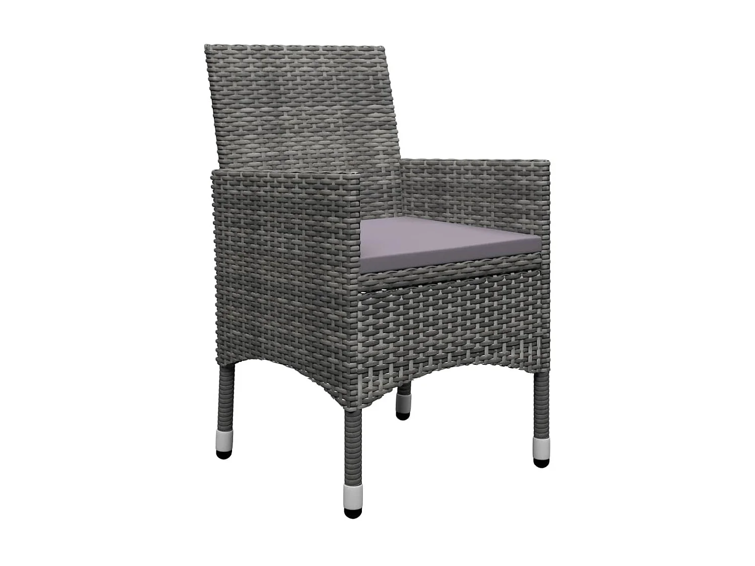 Ensemble de bistro 3 pcs Résine tressée et verre trempé Gris 3