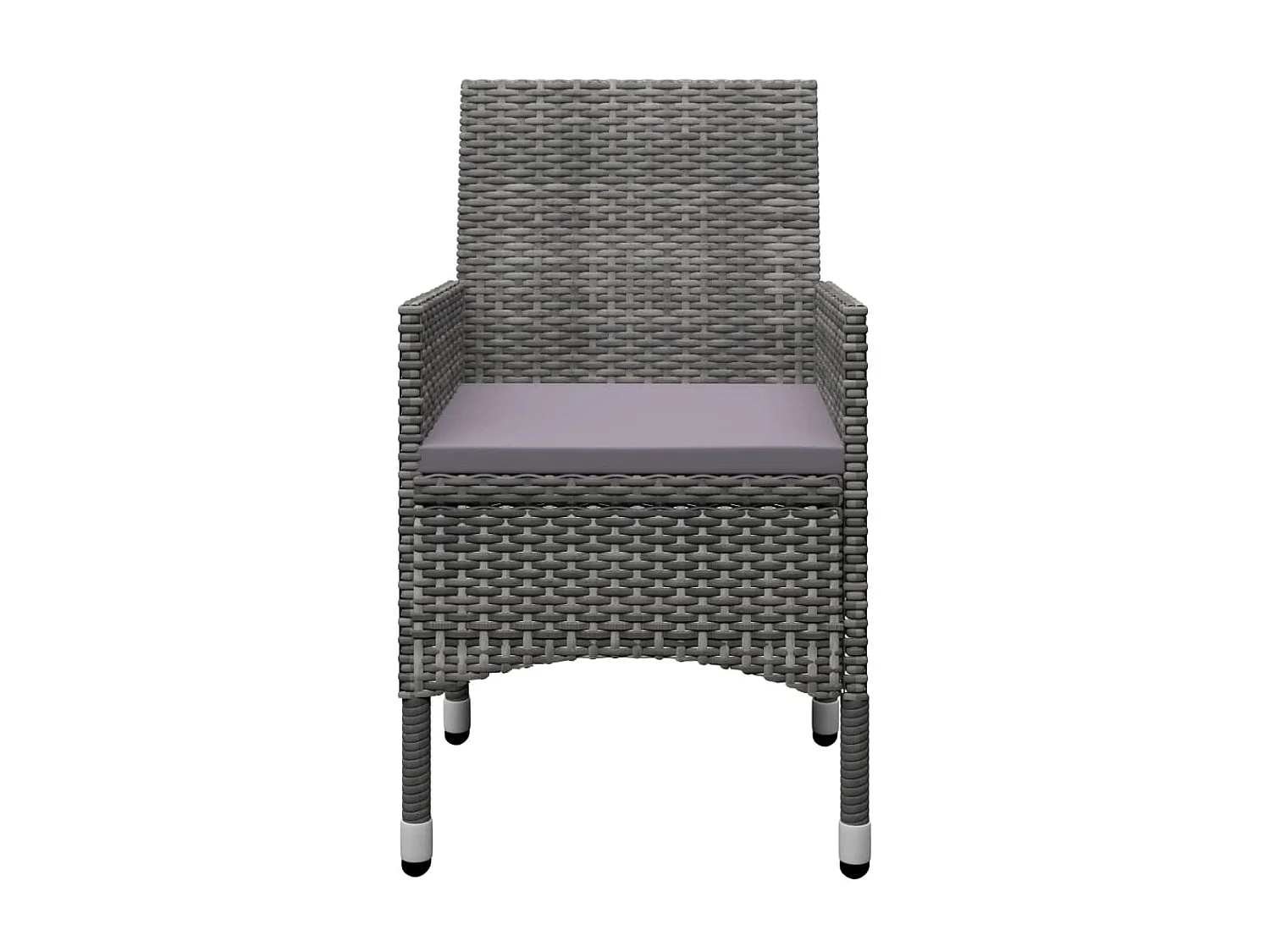 Ensemble de bistro 3 pcs Résine tressée et verre trempé Gris 3