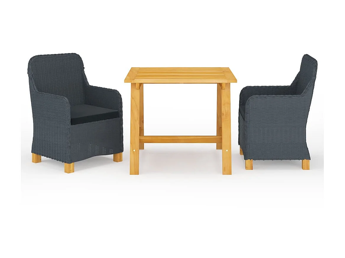 Ensemble de salle à manger de jardin 3 pcs Gris foncé 5