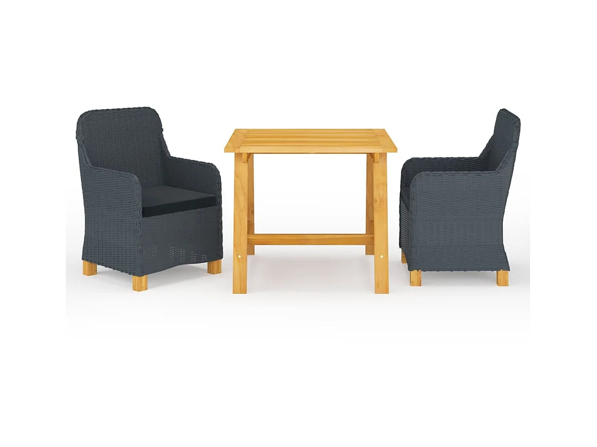 Ensemble de salle à manger de jardin 3 pcs Gris foncé 5