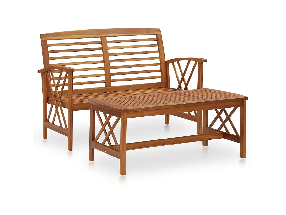 Salon de jardin 2 pcs Bois d'acacia solide 2