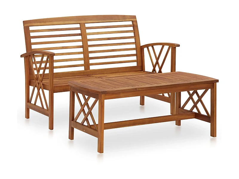 Salon de jardin 2 pcs Bois d'acacia solide 2