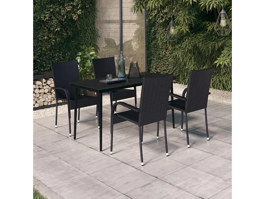 Ensemble de salle à manger de jardin 5 pcs Noir 30