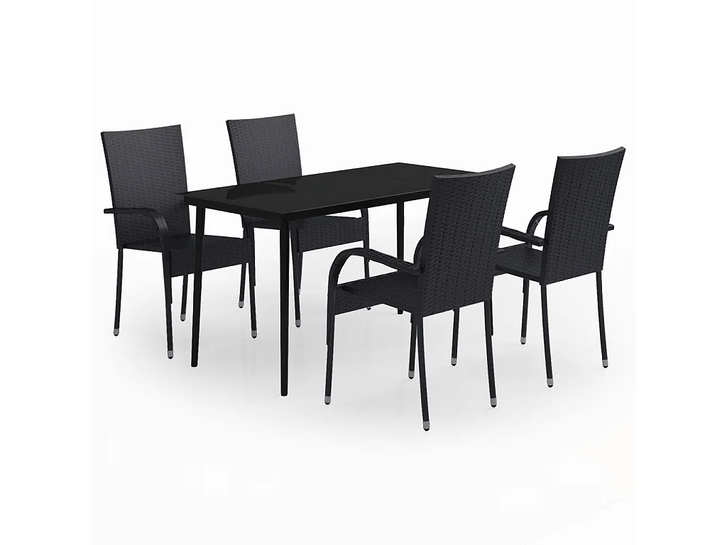 Ensemble de salle à manger de jardin 5 pcs Noir 30