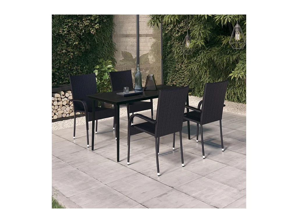 Ensemble de salle à manger de jardin 5 pcs Noir 30