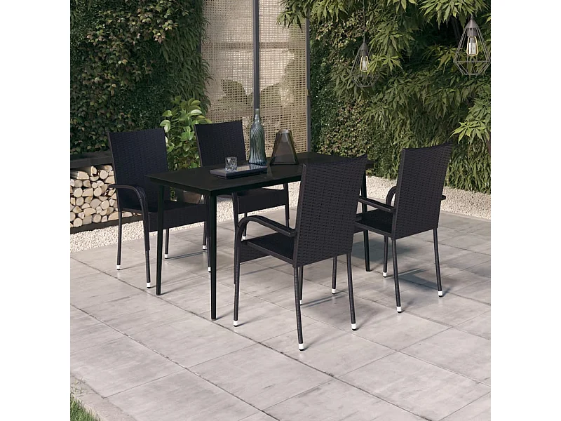 Ensemble de salle à manger de jardin 5 pcs Noir 30