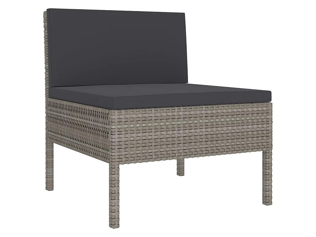 Chaises de jardin 3 pcs avec coussins Résine tressée Gris