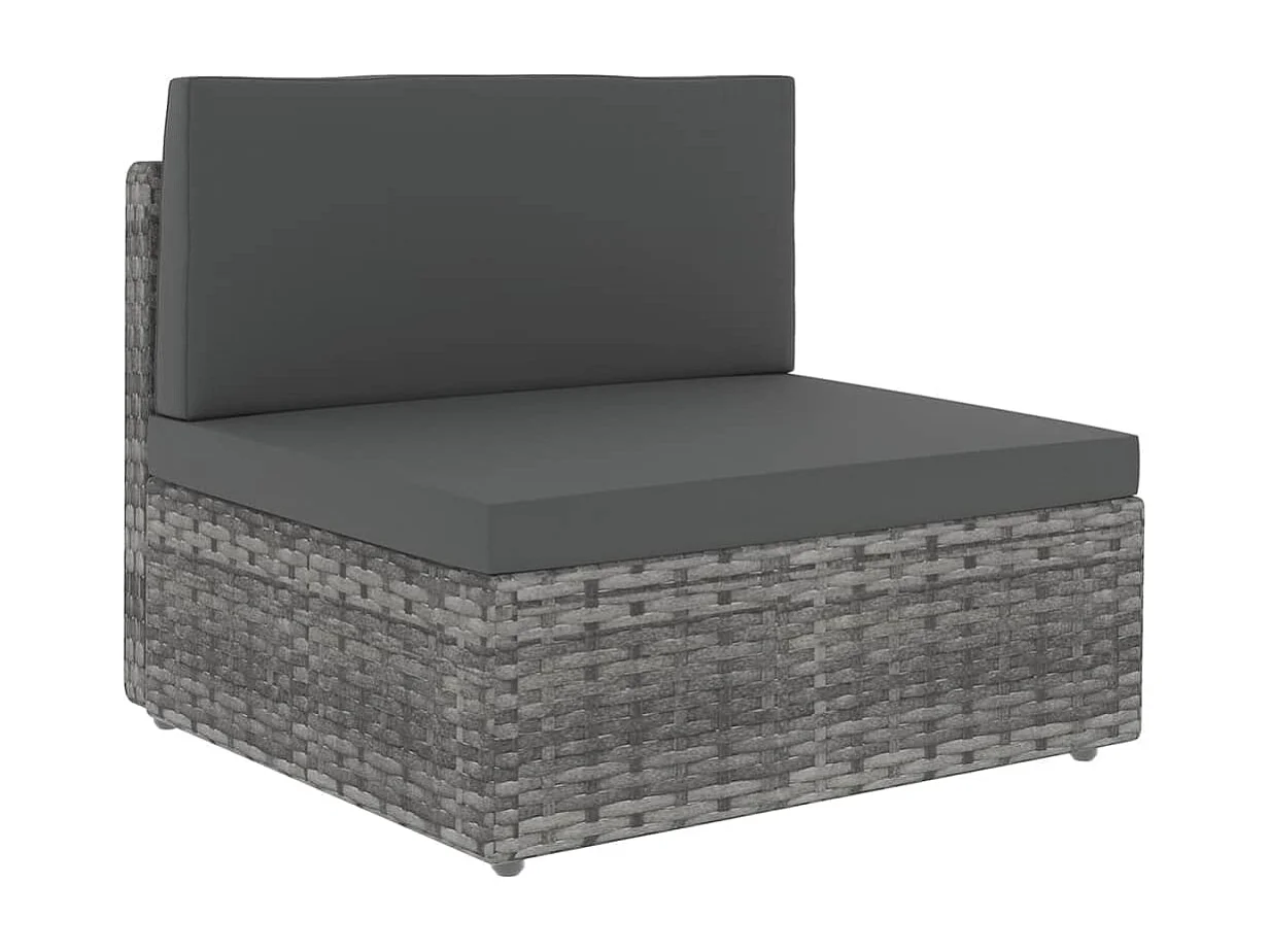 Salon de jardin 8 pcs avec coussins Gris Résine tressée 9