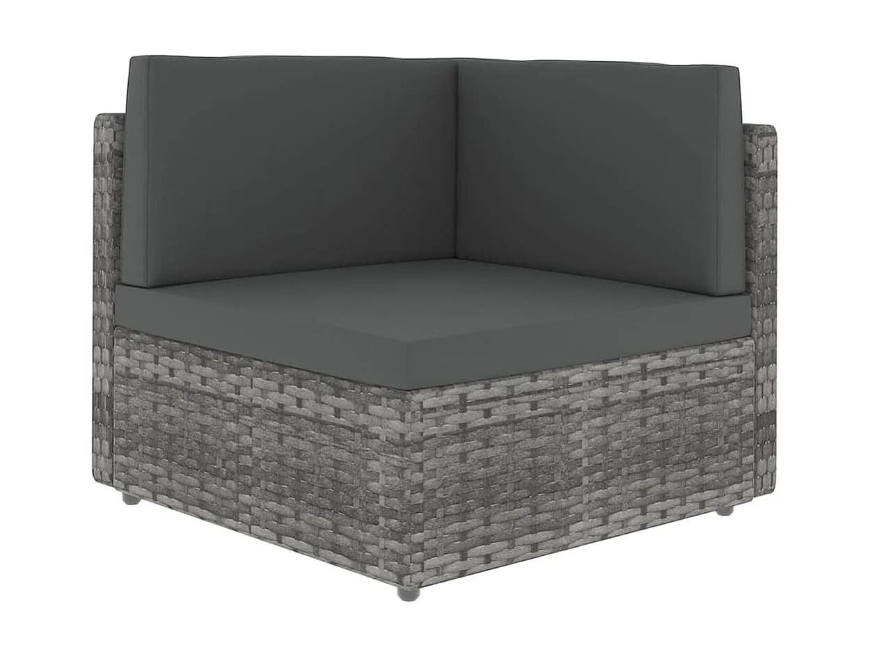 Salon de jardin 8 pcs avec coussins Gris Résine tressée 9