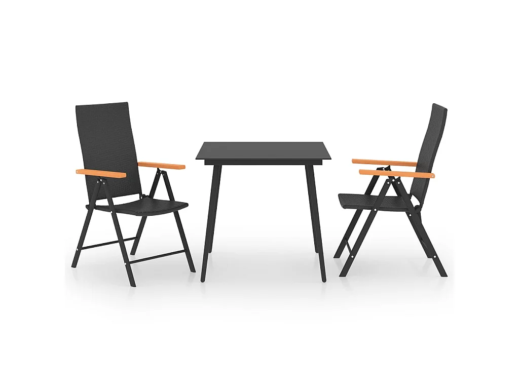 Ensemble de salle à manger de jardin 3 pcs Noir et marron 4