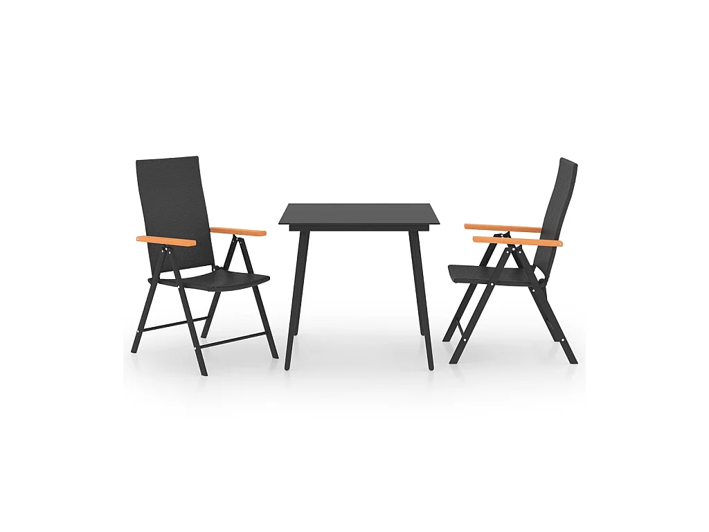 Ensemble de salle à manger de jardin 3 pcs Noir et marron 4